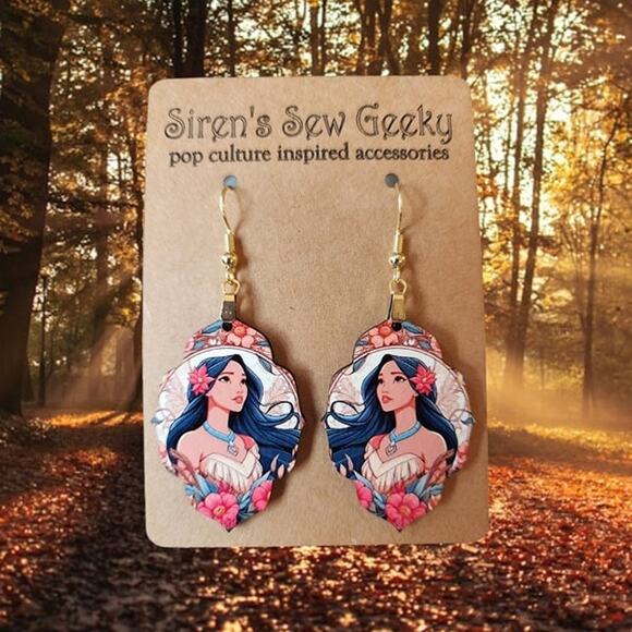 Disney Princess Pocahontas Floral Earrings - Picture 1 of 3